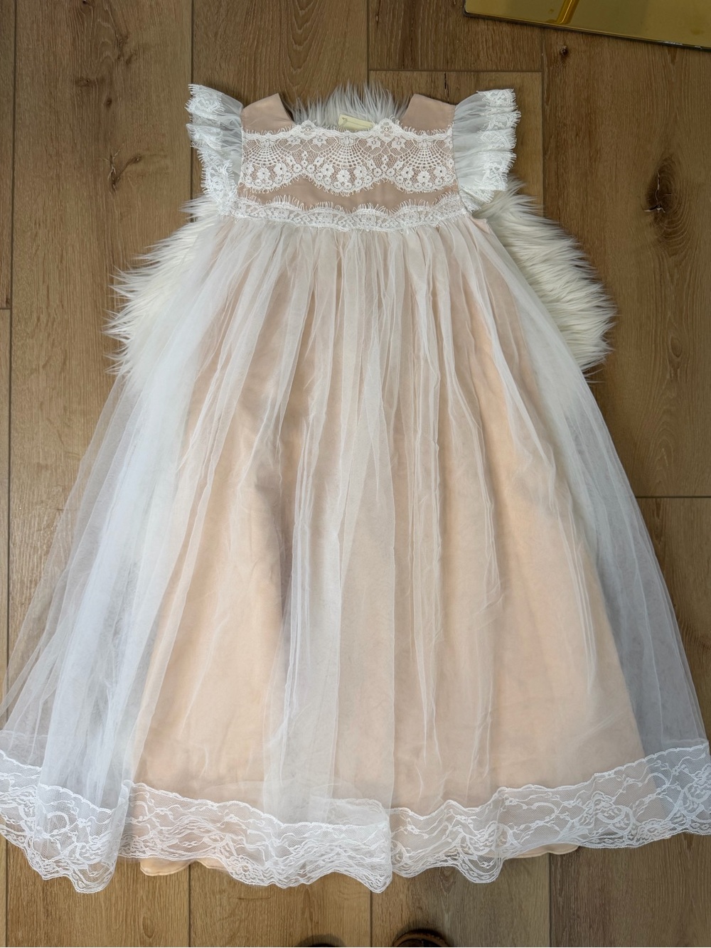 Trish Scully NWT Girls Peach Lace & Tulle Formal Dress Size 12